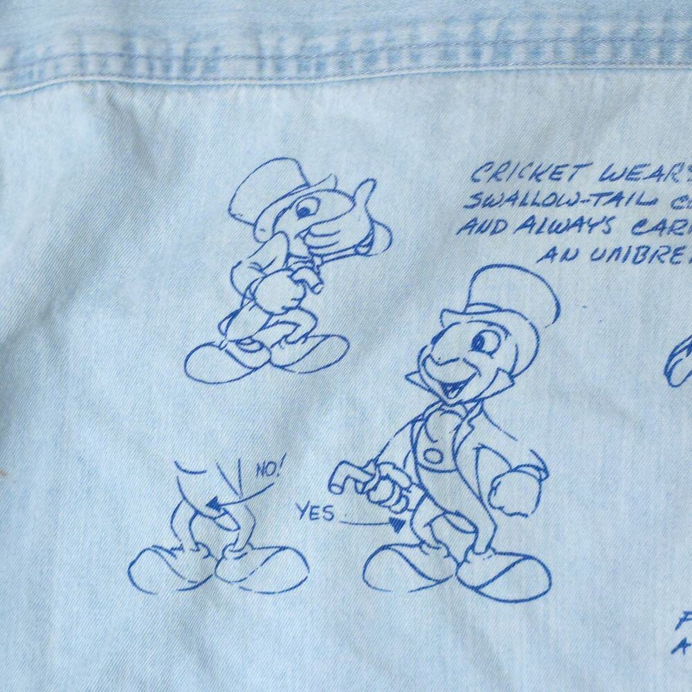 Vintage Disney Catalog Jiminy Cricket Denim Shirt Medium Embroidered 1940 Sz M - Picture 16 of 16